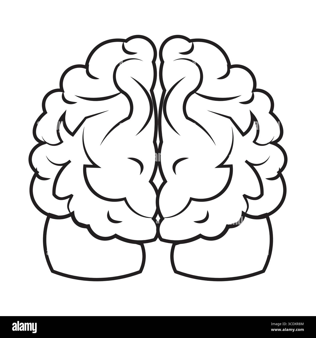 Human brain icon with editable stroke, Simple brain diagram illustration Stock Vector