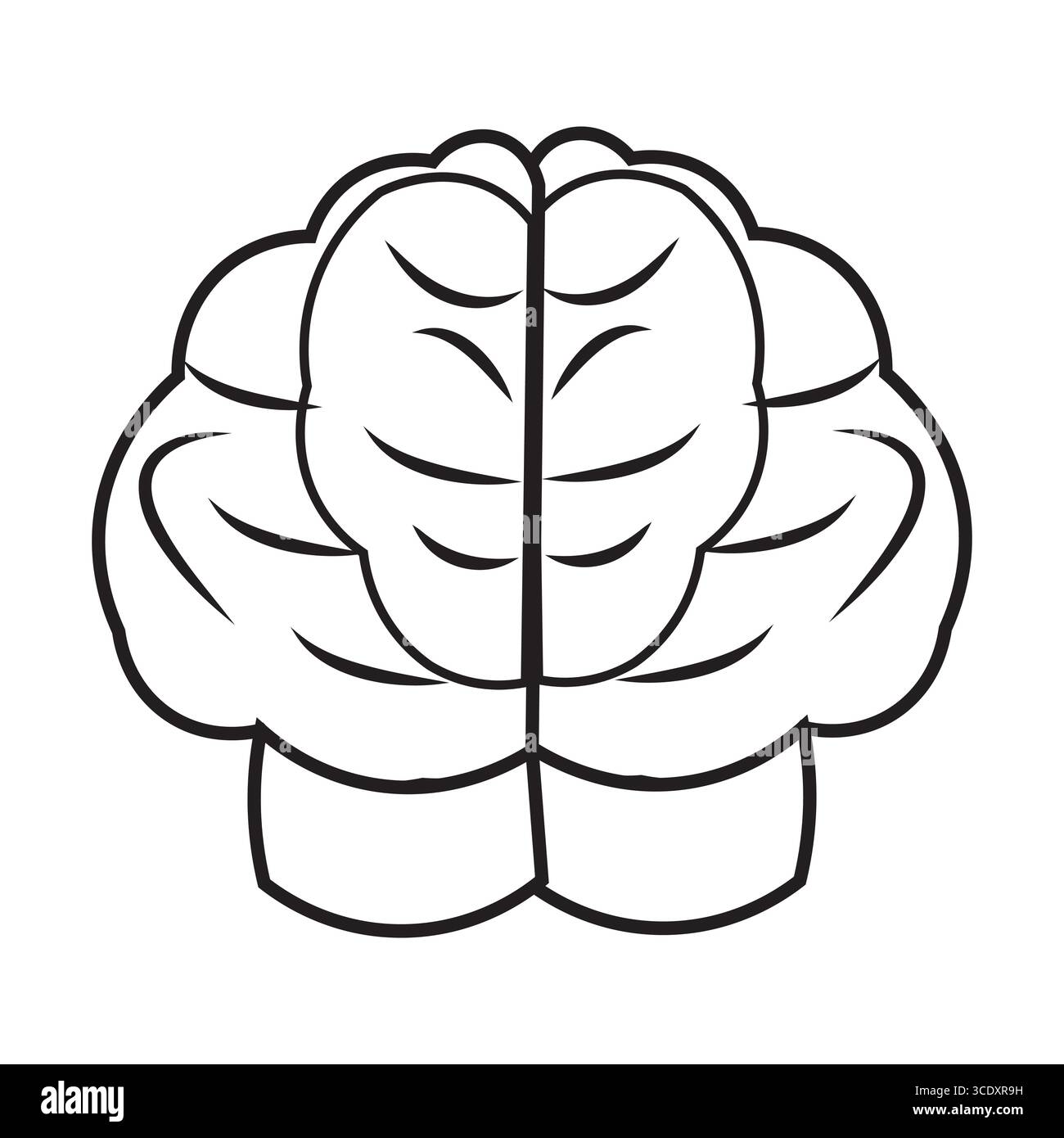 Human brain icon with editable stroke, Simple brain diagram illustration Stock Vector