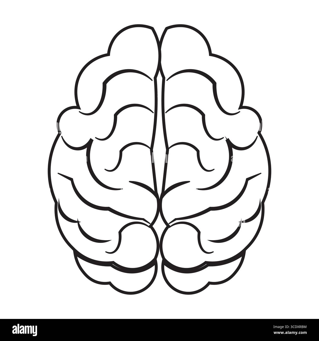 Human brain icon with editable stroke, Simple brain diagram illustration Stock Vector