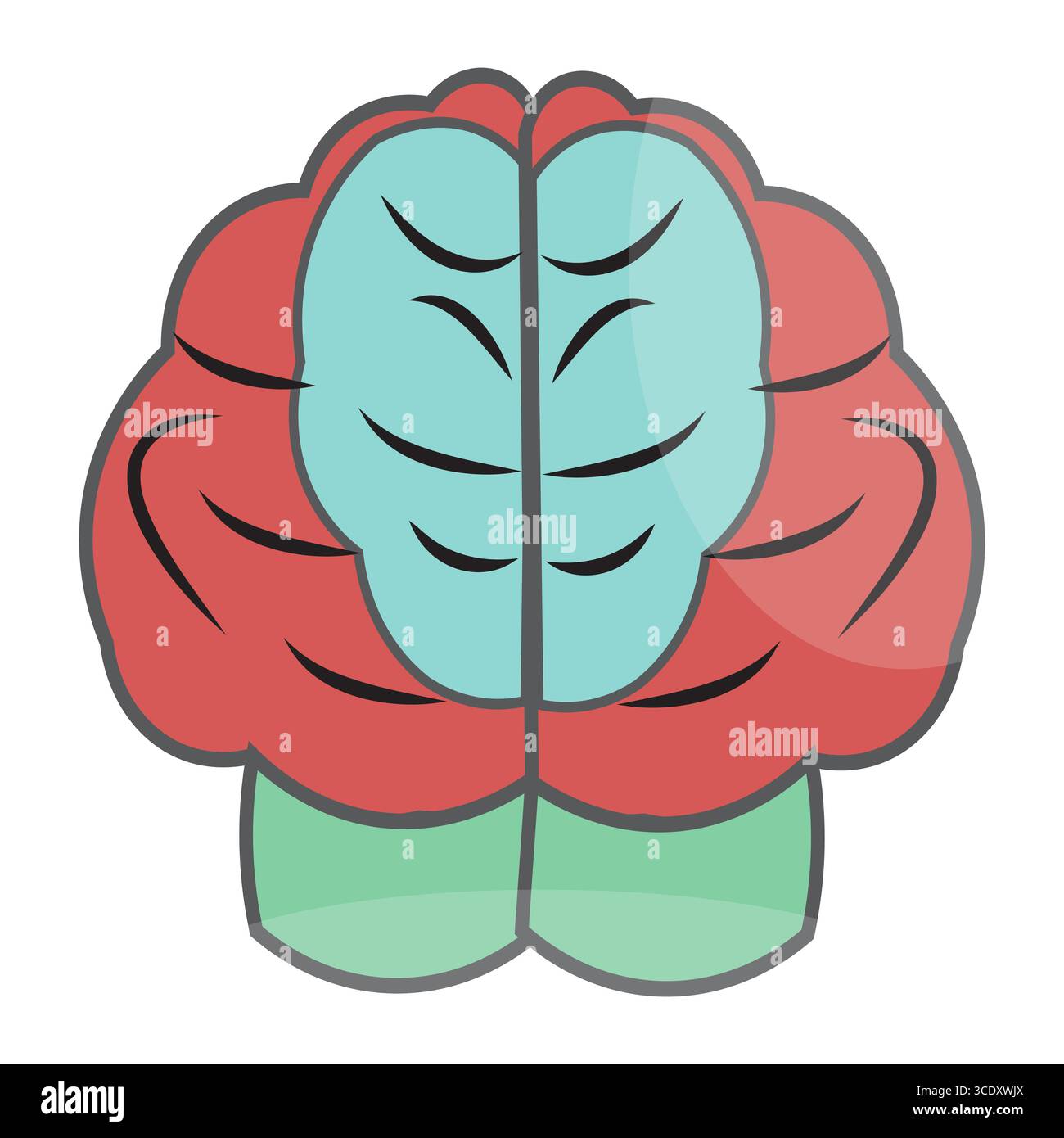 Colorful vector human brain illustration with sections on light background Stock Vector