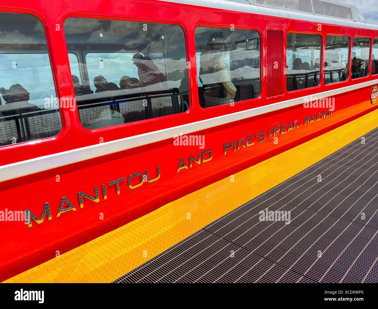 Manitou Springs, Colorado, USA - 21 May 2025: Sign on the side of a coach on a train on the Manitou and Pike's Peak Cog railway - Smartphone Captured Stock Image