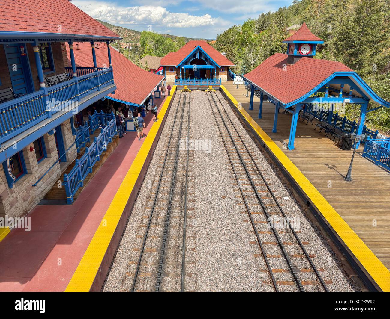 Manitou Springs, Colorado, USA - 21 May 2025: Base station on the Manitou and Pike's Peak Cog railway - Smartphone Captured Stock Image