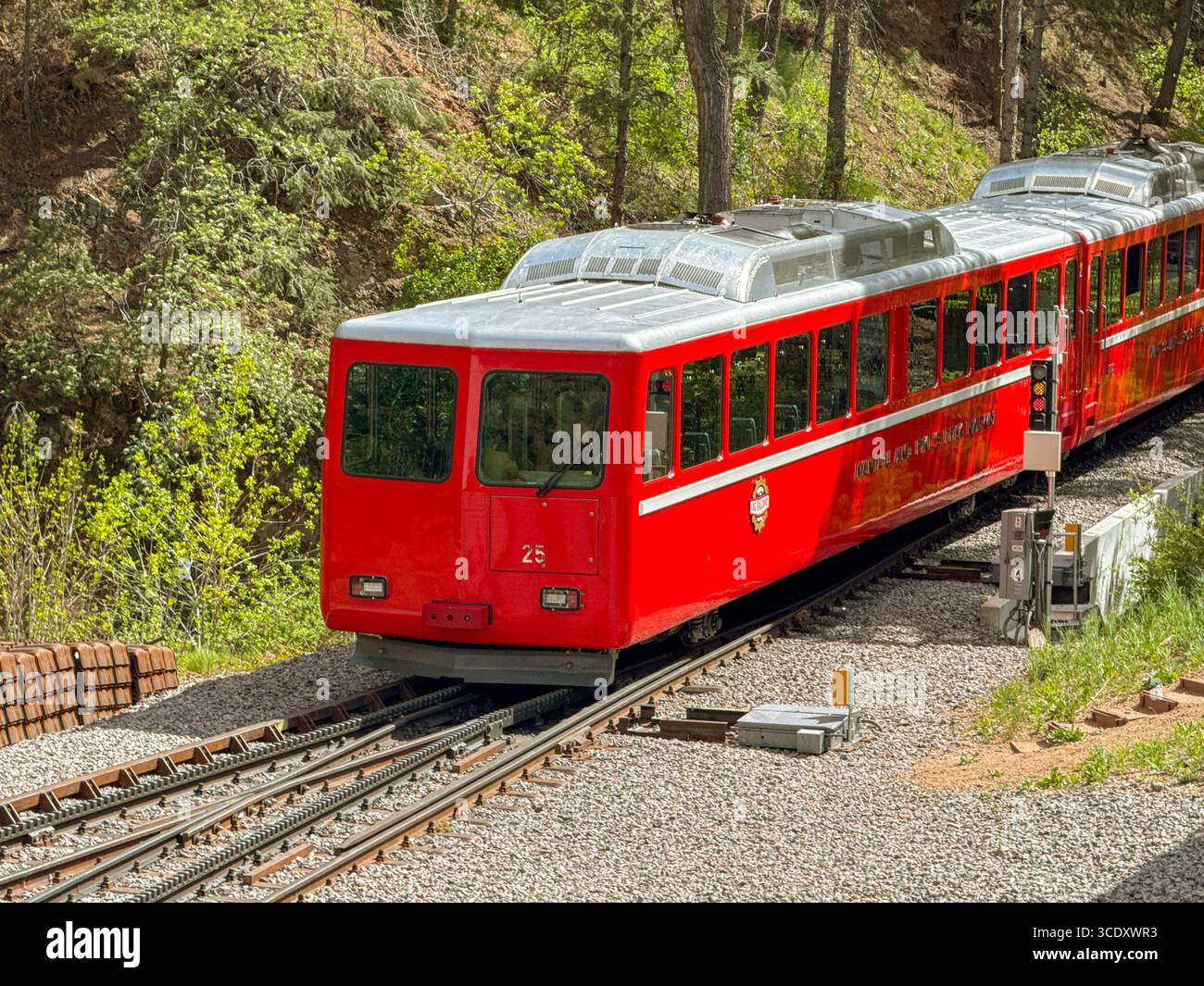 Manitou Springs, Colorado, USA - 21 May 2025: Train on the Manitou and Pike's Peak Cog railway - Smartphone Captured Stock Image