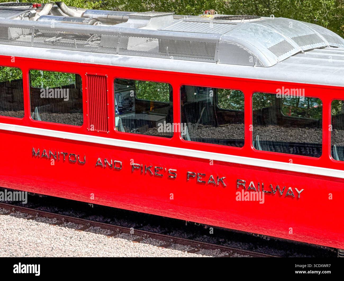 Manitou Springs, Colorado, USA - 21 May 2025: Sign on the side of a coach on a train on the Manitou and Pike's Peak Cog railway - Smartphone Captured Stock Image