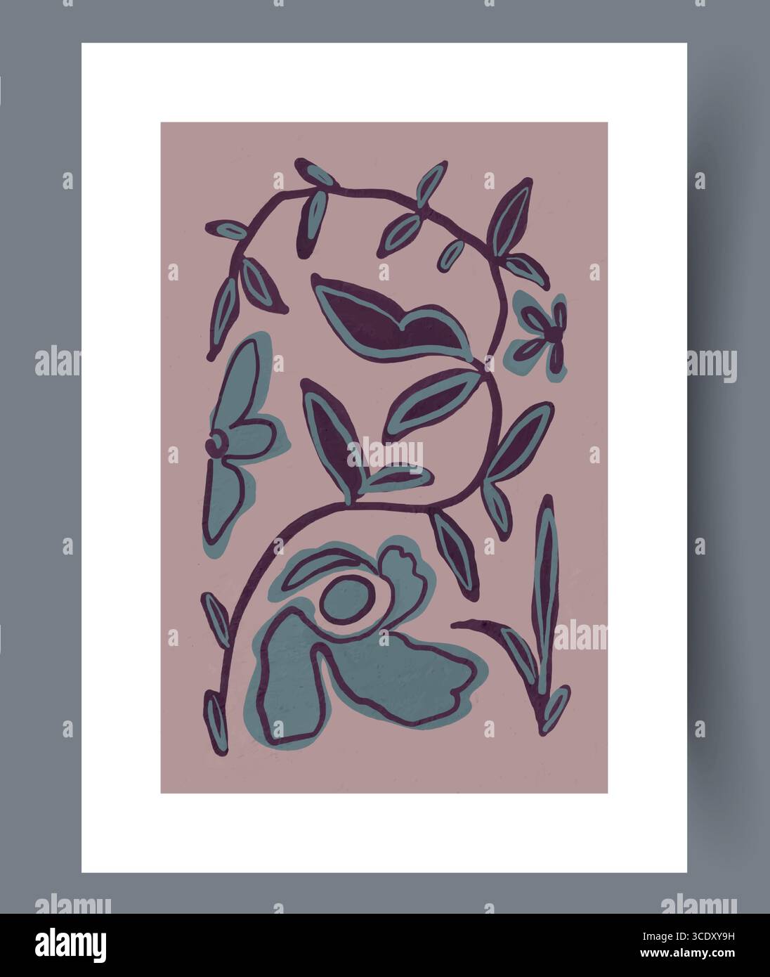 This stylized floral design features elegant lines and soft colors that ...