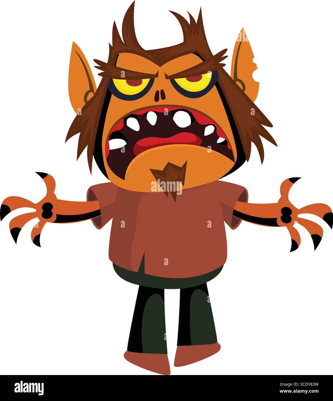 Cartoon funny werewolf character for Halloween design. Vector isolated ...
