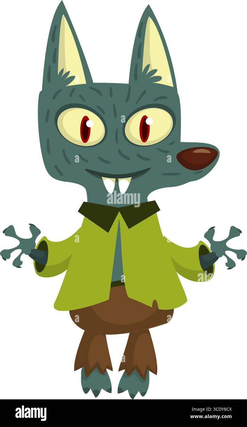 Cartoon funny werewolf character for Halloween design. Vector isolated ...