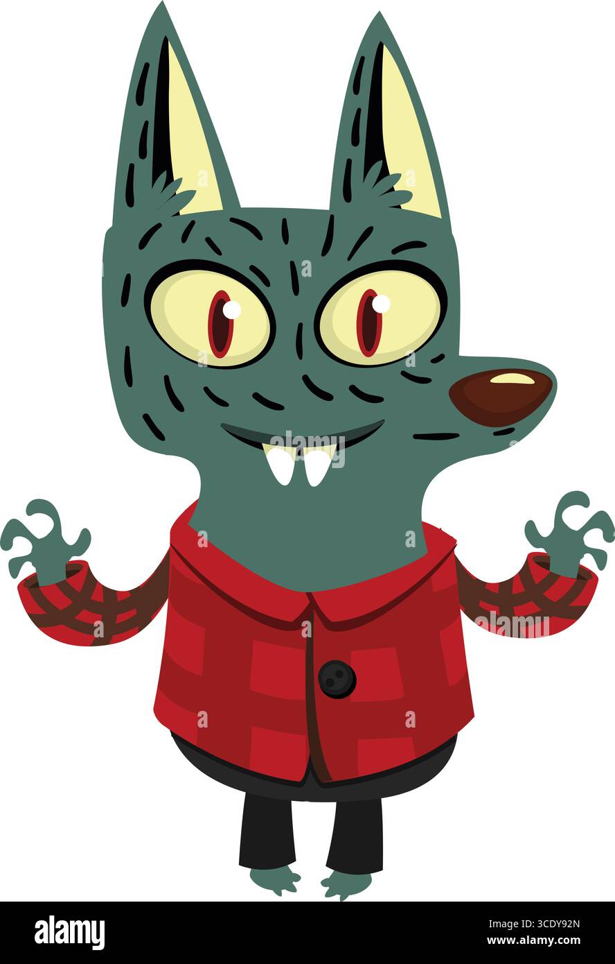 Cartoon funny werewolf character for Halloween design. Vector isolated ...