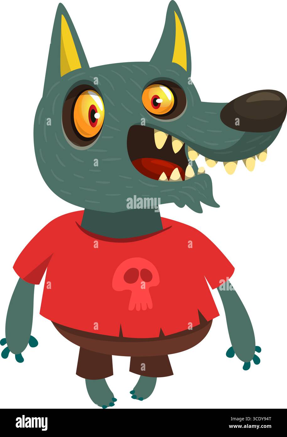 Cartoon funny werewolf character for Halloween design. Vector isolated ...