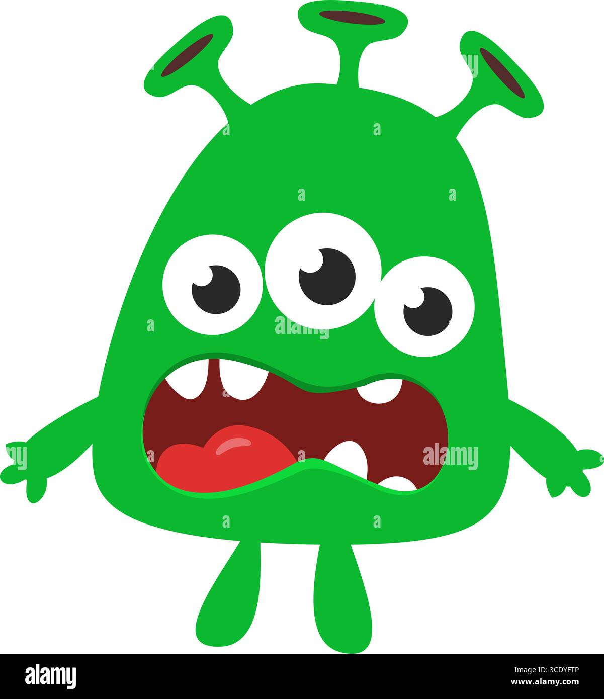Cartoon cute monster with three eyes Stock Vector