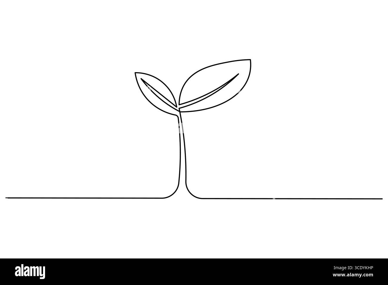 Growth plants continuous one line drawing on white background Stock ...