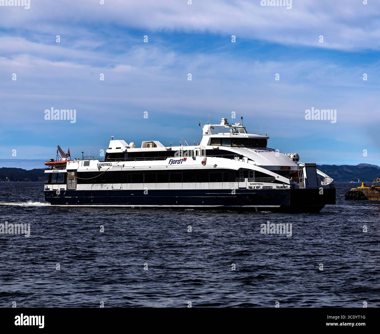View of High speed passenger catamaran Fjordtroll at Byfjorden, en-route to the ...