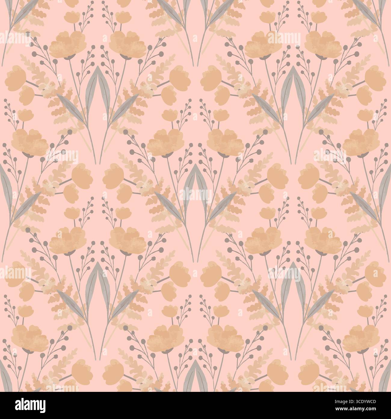Seamless floral pattern with soft botanical elements in pastel colors Stock Vector