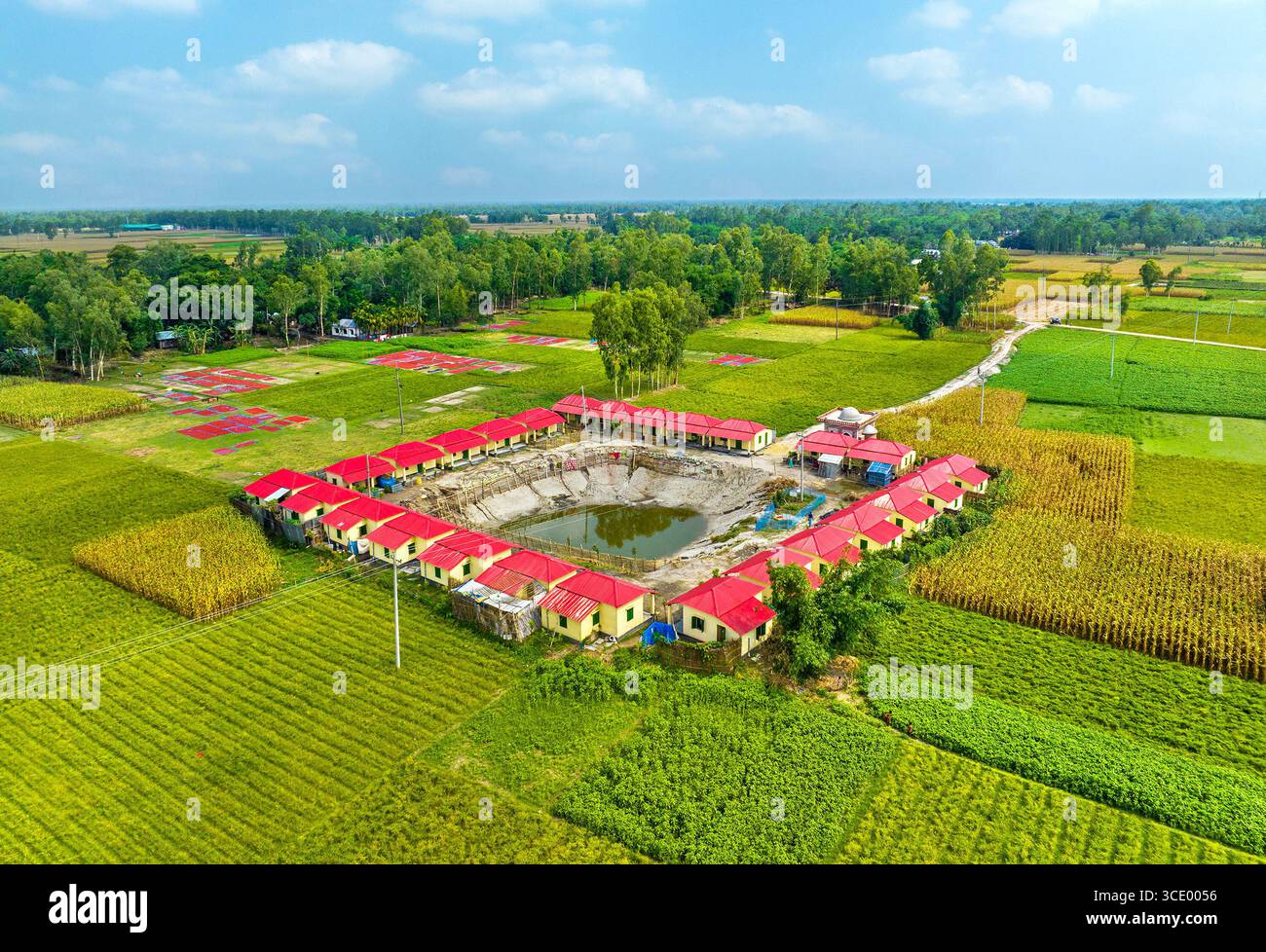 Drone shot planned village red hi-res stock photography and images - Alamy