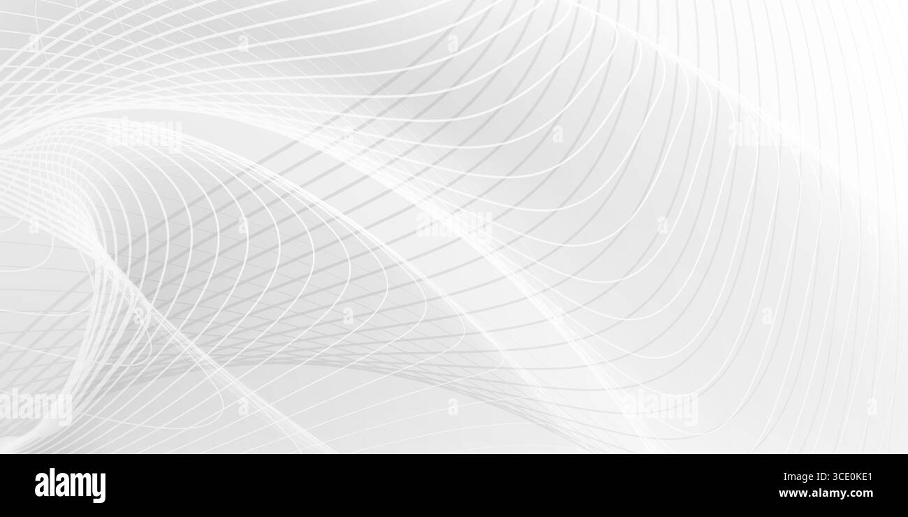 White curved and straight lines create a dynamic flow on a gray gradient background. Stock Vector