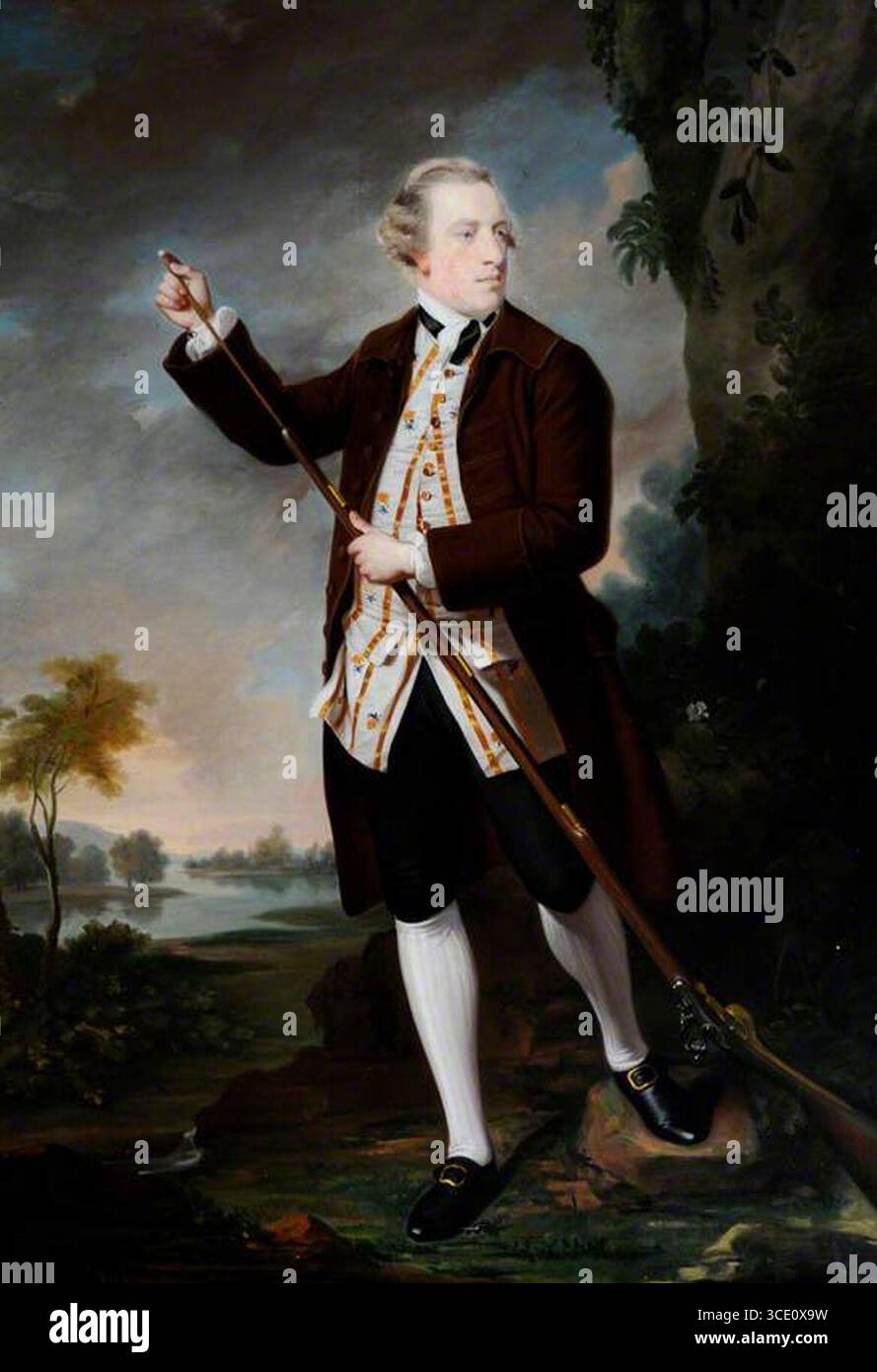 Nathaniel Hone I (1718-1784) (after) - Edward Finch-Hatton (c.1697–1771), Loading a Rifle - 1548028 - Middlethorpe Hall. Stock Photo