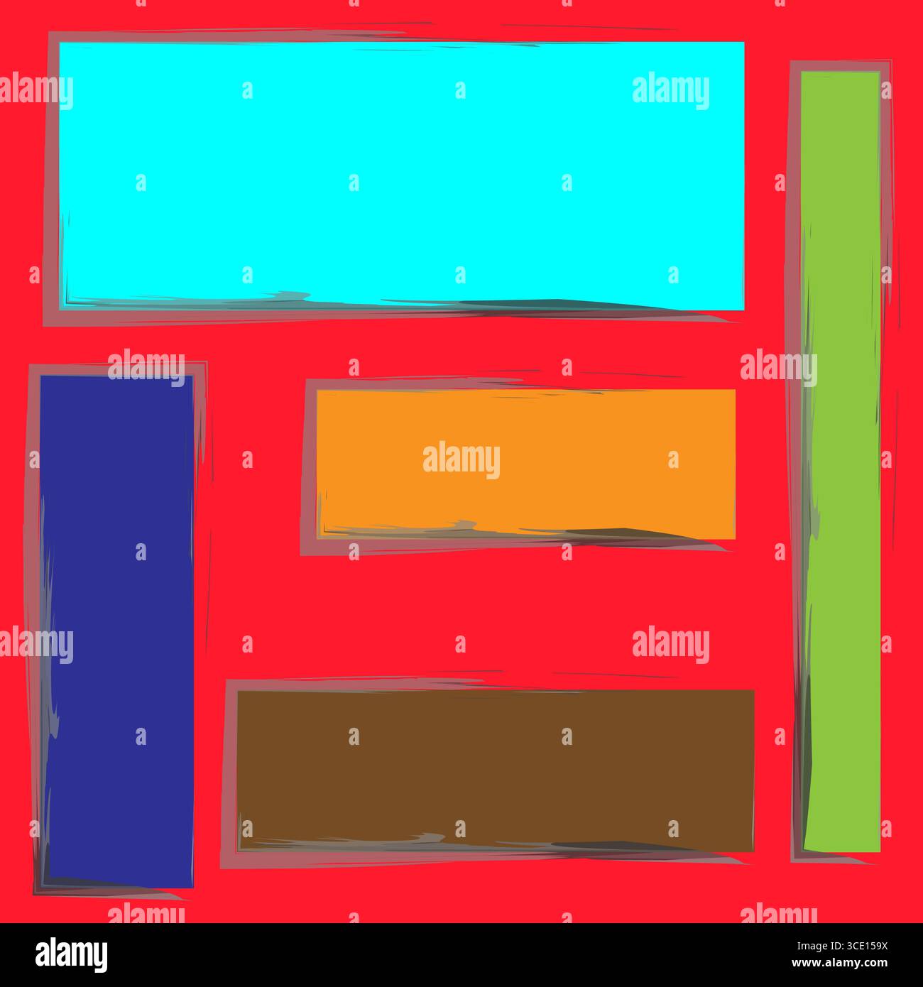 Colorful rectangles illustration. Distressed brush strokes. Vector ...