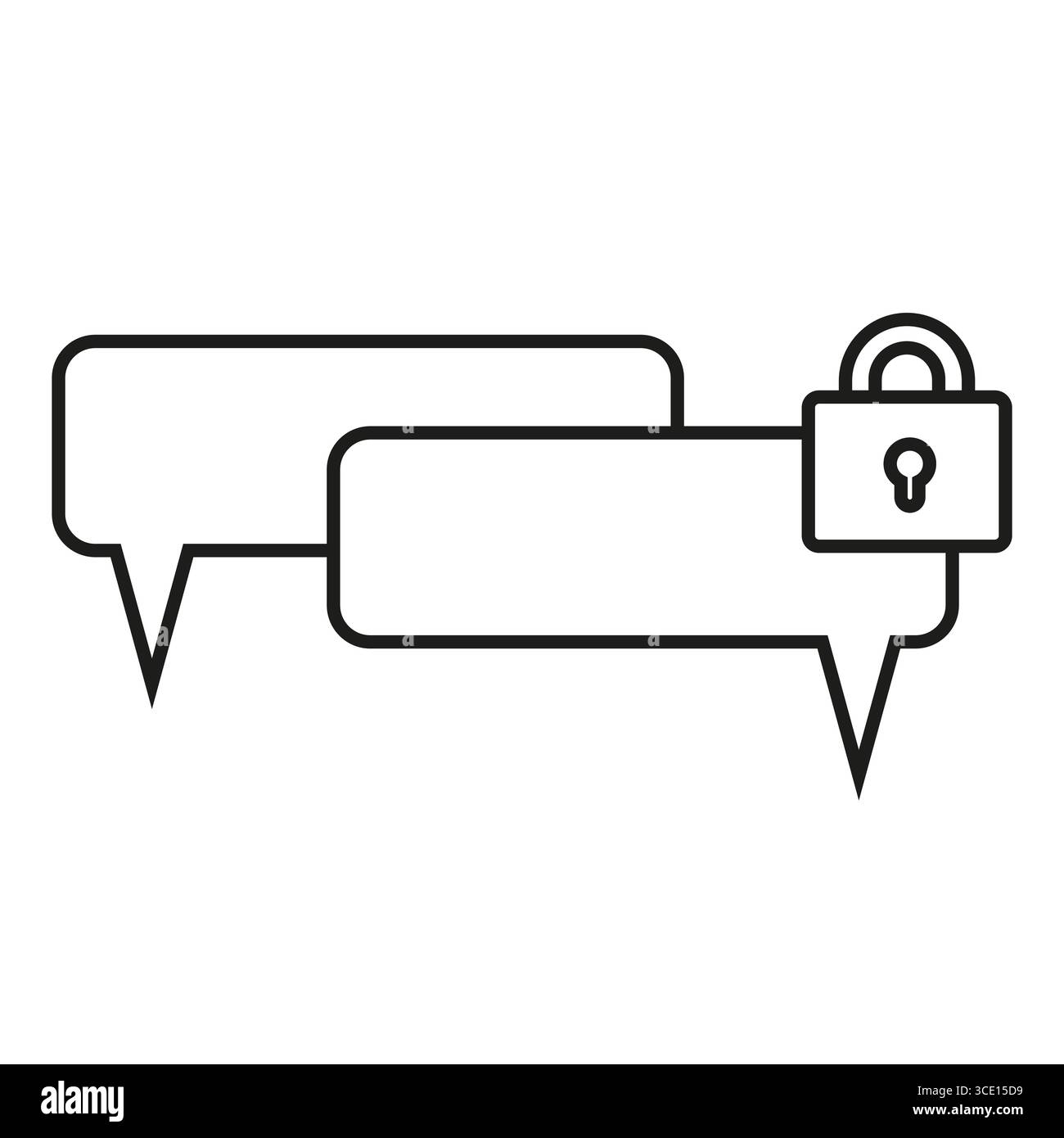 Secure chat speech bubble. Protected conversation symbol. Locked message Vector. Private communication icon. Stock Vector