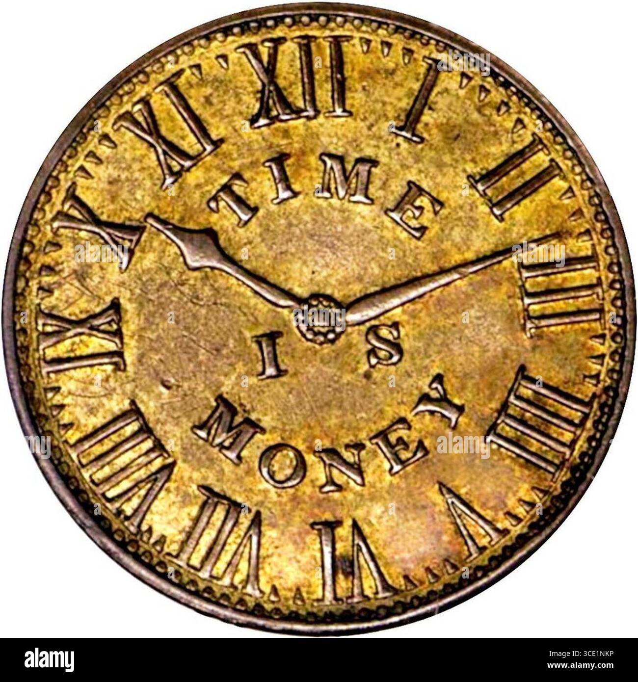 New York City - Hard Times Token Smith's Clock Time Is Money Gilt R7 ...