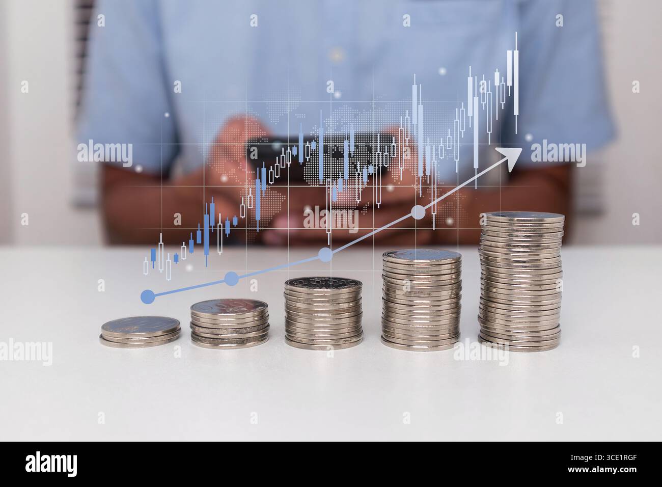 Bitcoin coin graphic ascending chart hi-res stock photography and ...