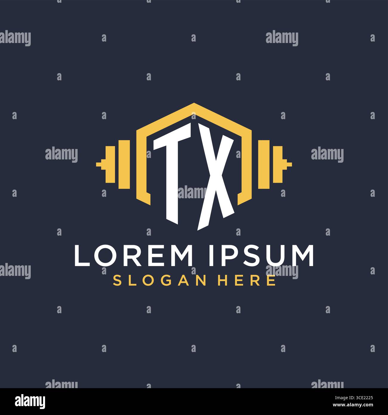 Initial TX logo design for fitness center with creative dumbbell geometric style vector graphic Stock Vector
