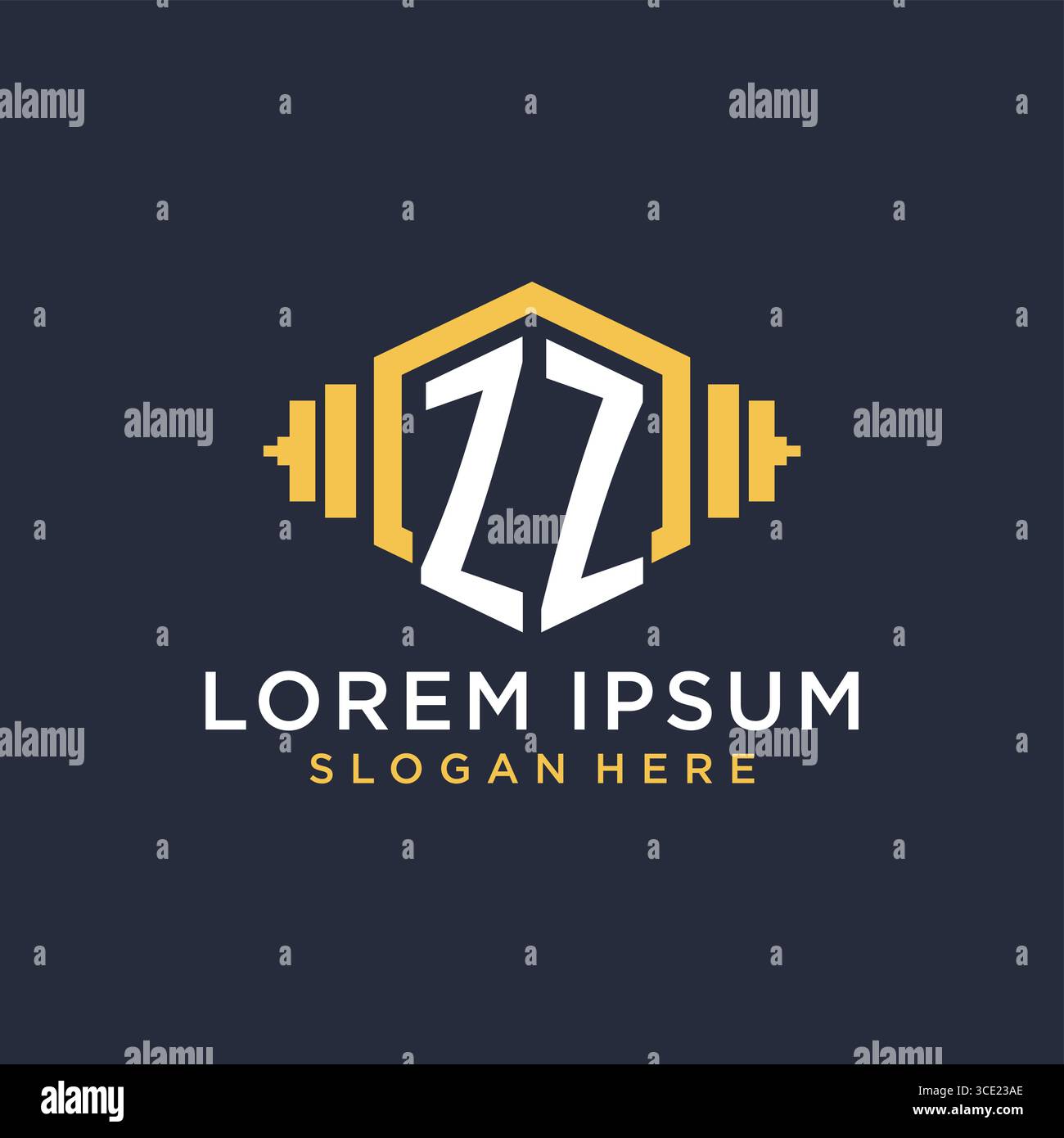 Initial ZZ logo design for fitness center with creative dumbbell geometric style vector graphic Stock Vector