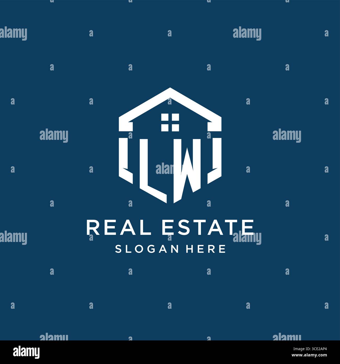 Letter LW logo for real estate with hexagon style vector graphic Stock Vector