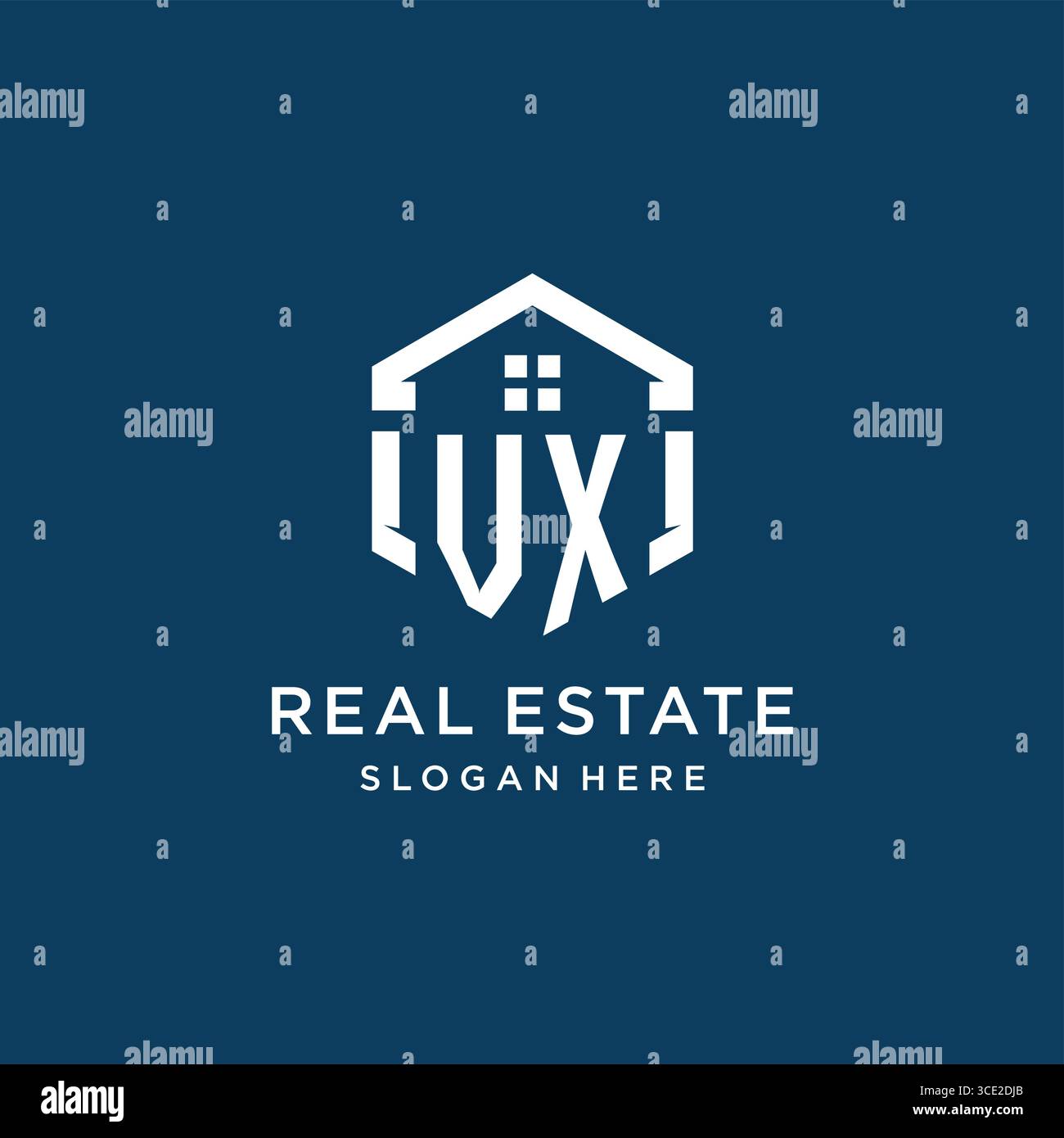Letter VX logo for real estate with hexagon style vector graphic Stock Vector
