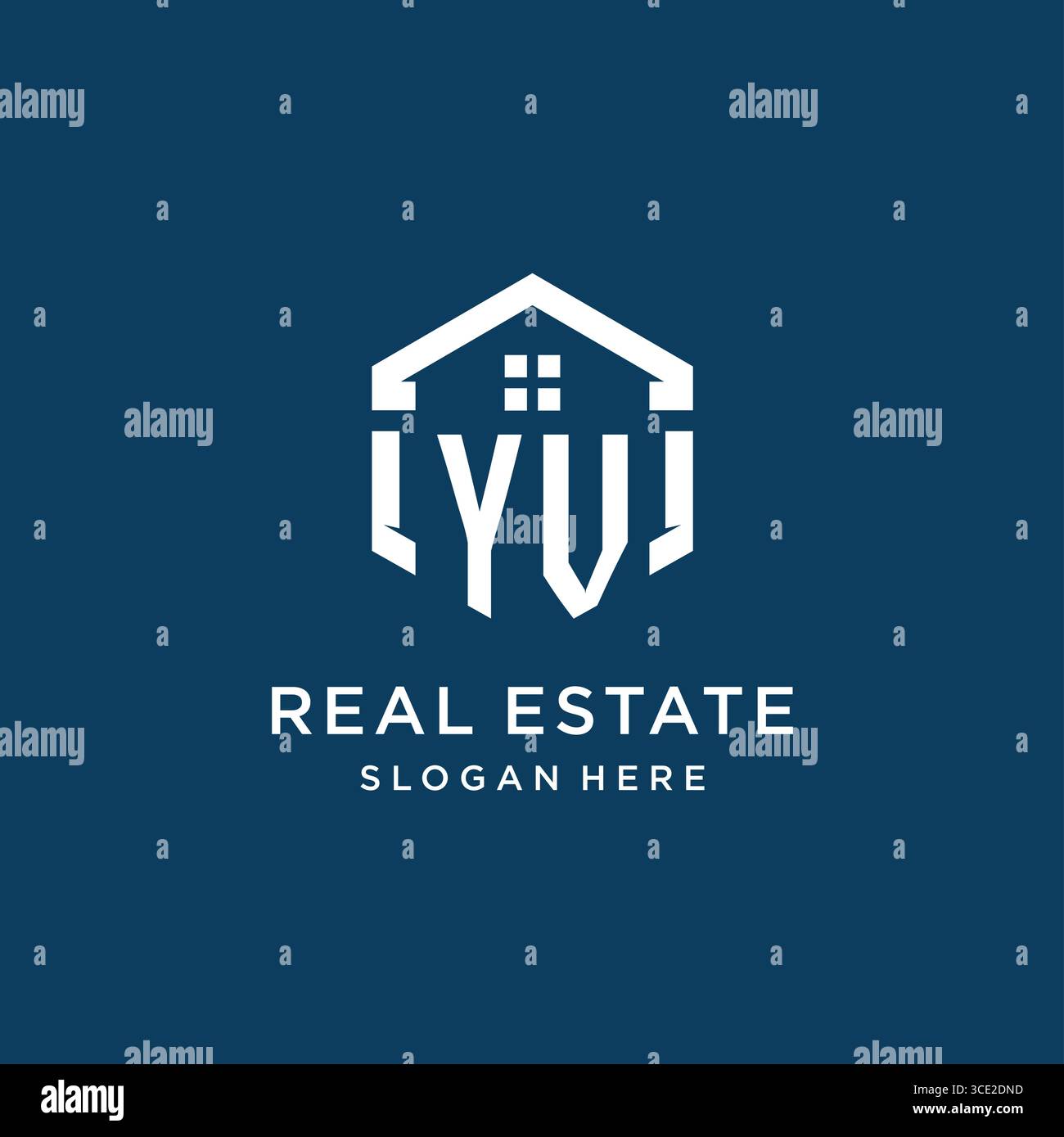 Letter YV logo for real estate with hexagon style vector graphic Stock Vector