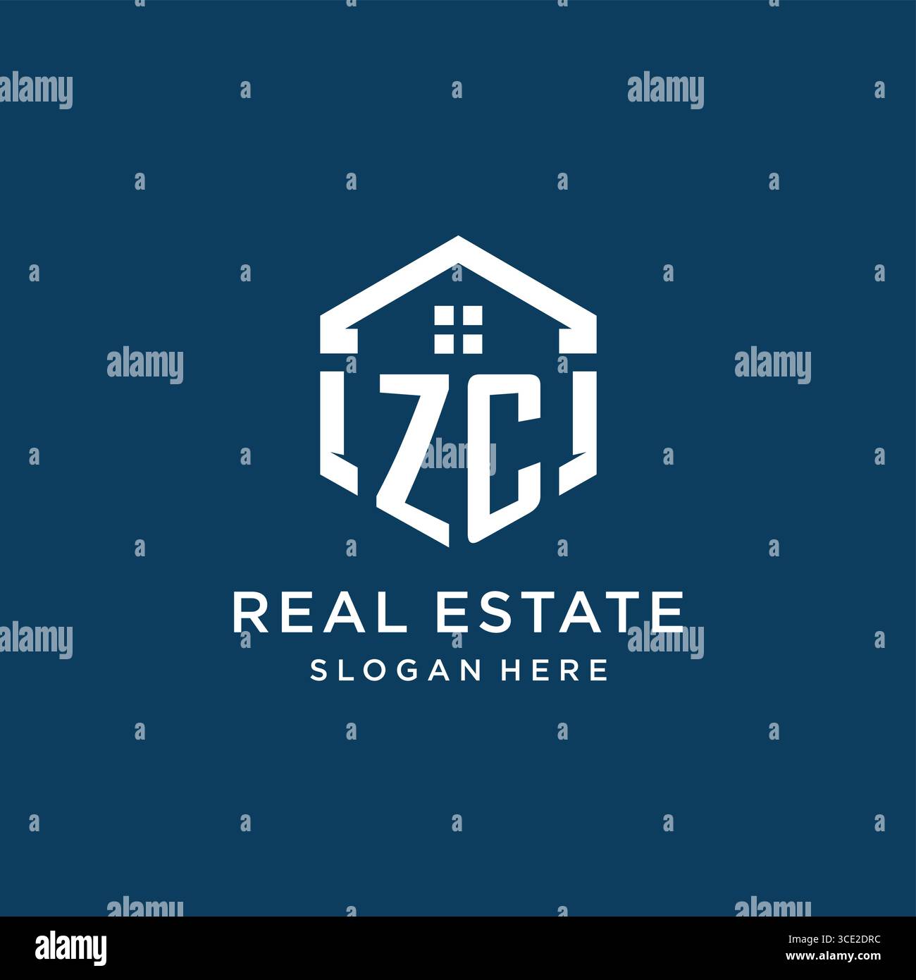 Letter ZC logo for real estate with hexagon style vector graphic Stock Vector