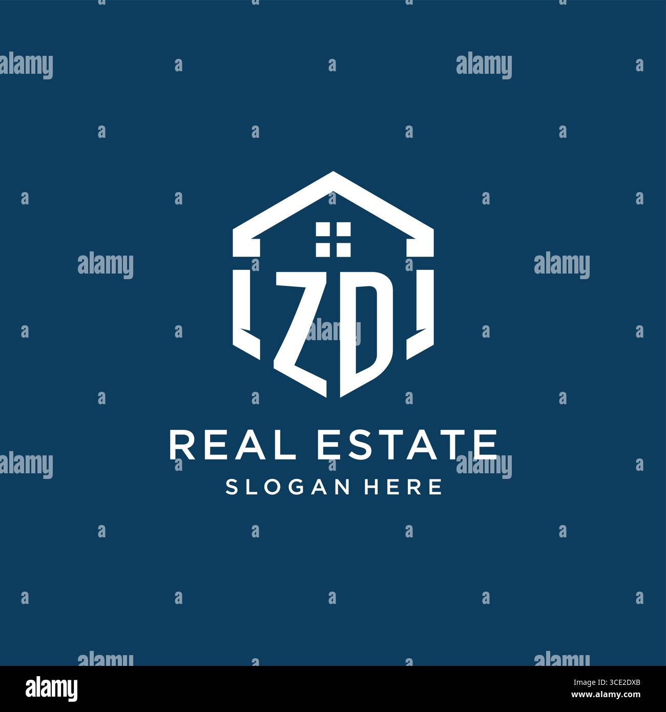 Letter ZD logo for real estate with hexagon style vector graphic Stock Vector