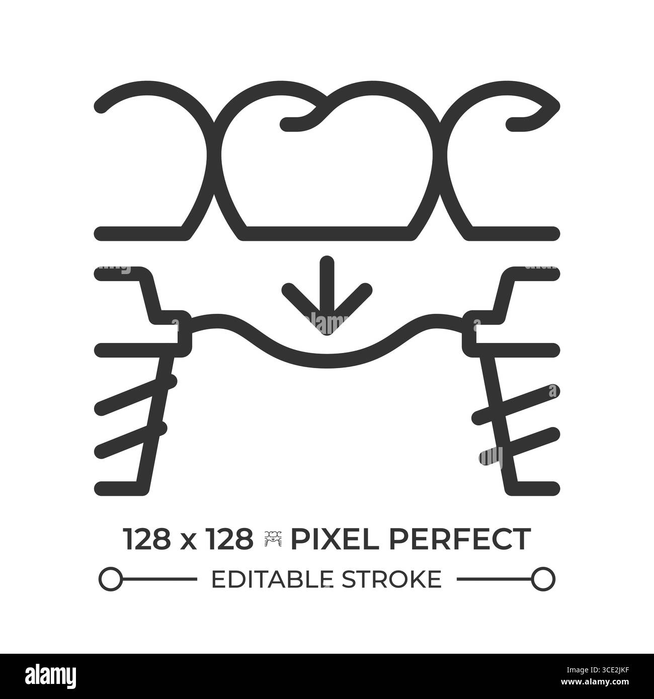 Tooth replacement pixel perfect line icon Stock Vector