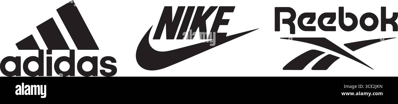 logos of Adidas, Nike, and Reebok — iconic global sportswear brand ...
