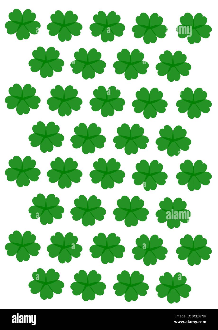 Green Four Leaf Clover Seamless Pattern Vector for St Patrick’s Day Stock Vector