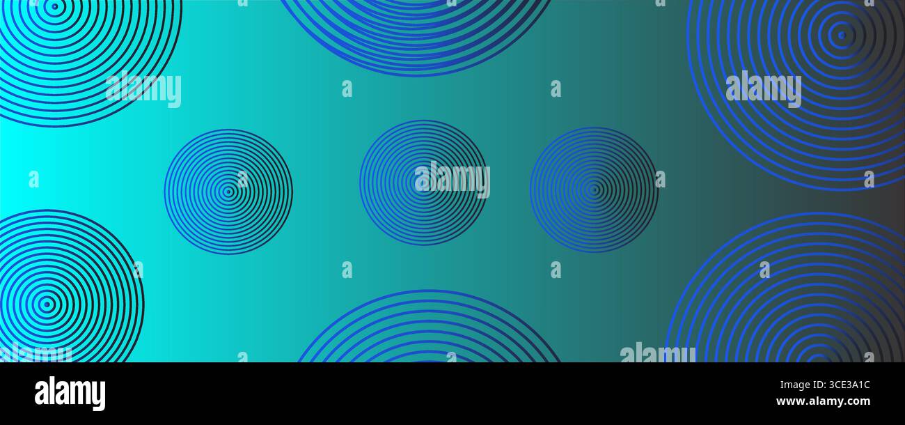 Abstract Blue Circular Lines Background Vector, Modern Geometric Wave Pattern Design Stock Vector