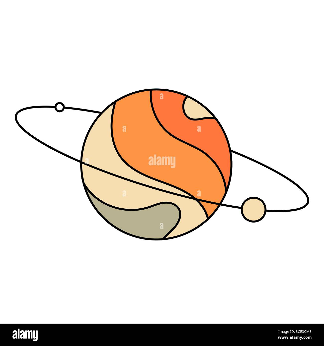 Planet in trendy retro cartoon style. Groovy vibes flat vector illustration Stock Vector