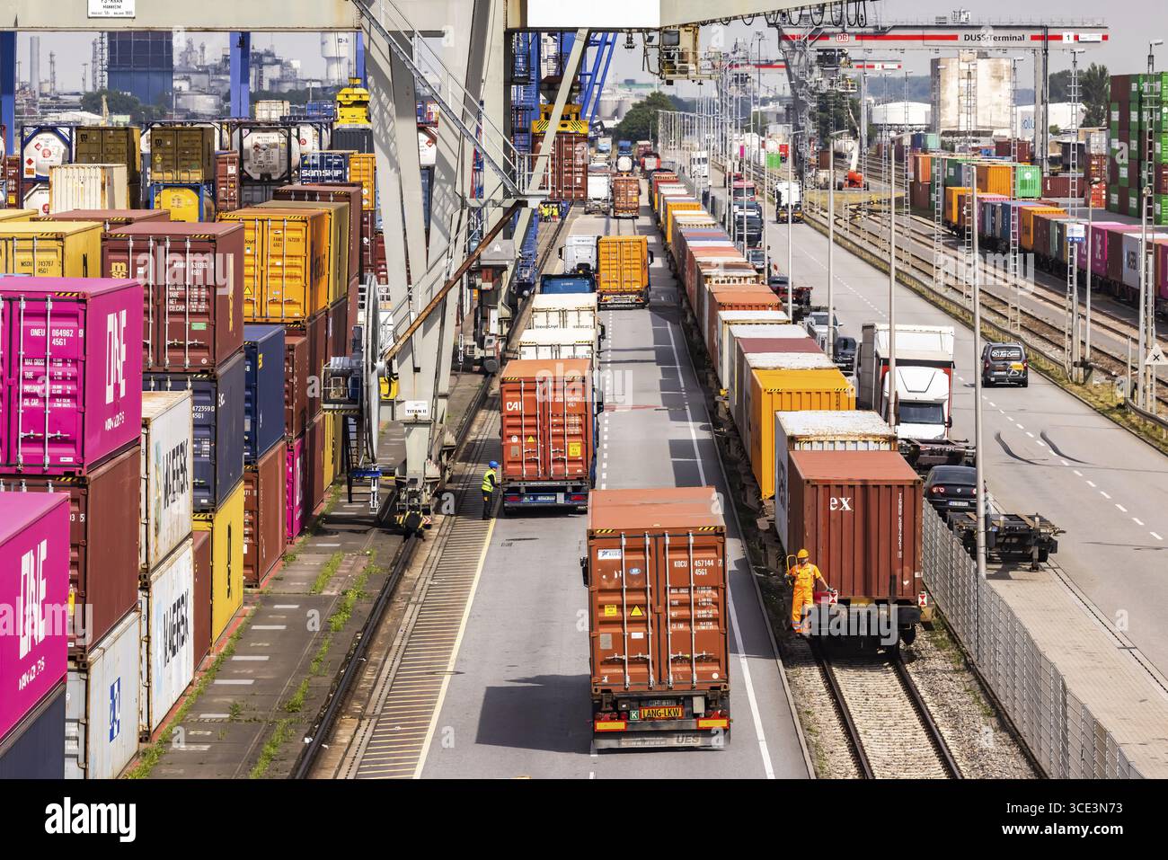 Containers pile up in the harbour. The first container terminal in an ...