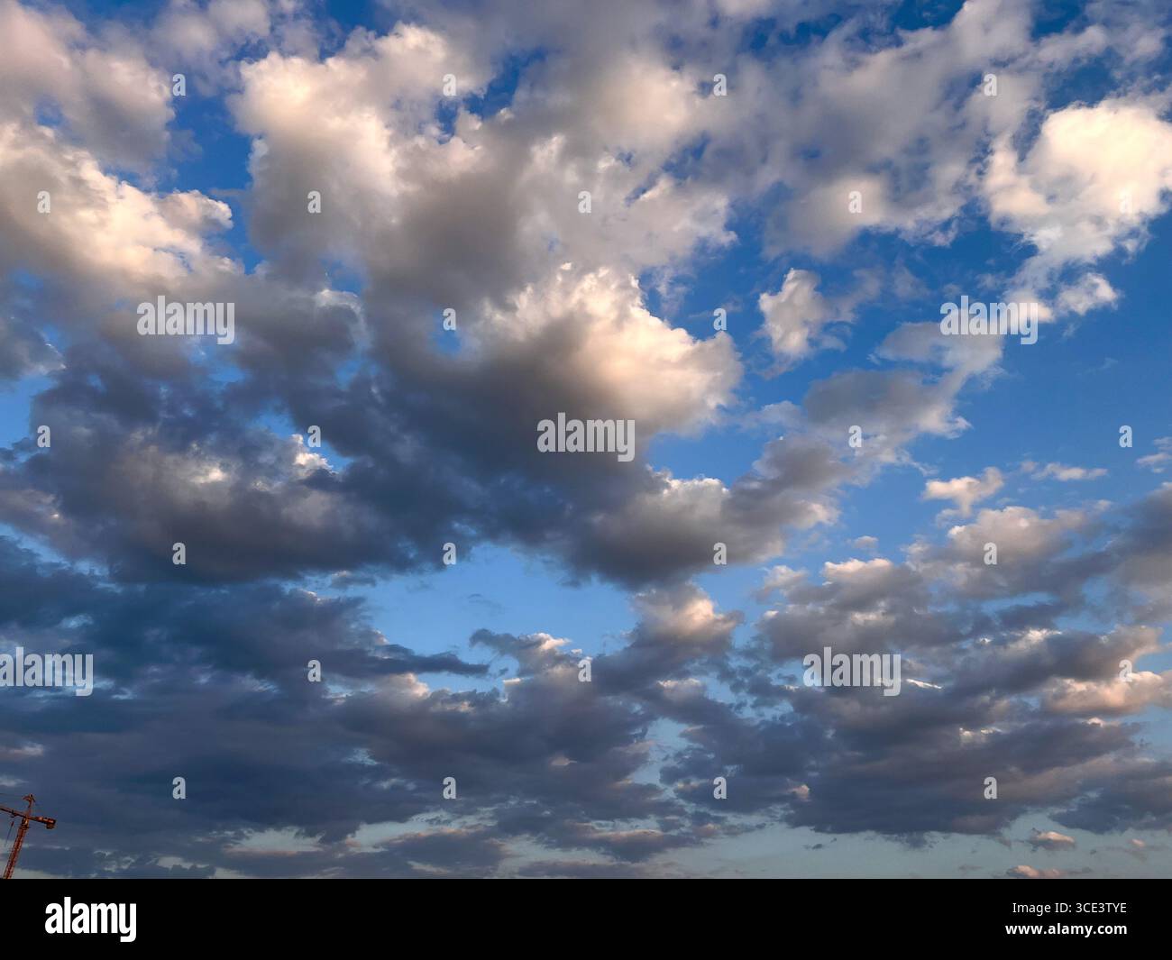 summer, blue sky with white clouds, horizon, sky - Smartphone Captured Stock Image