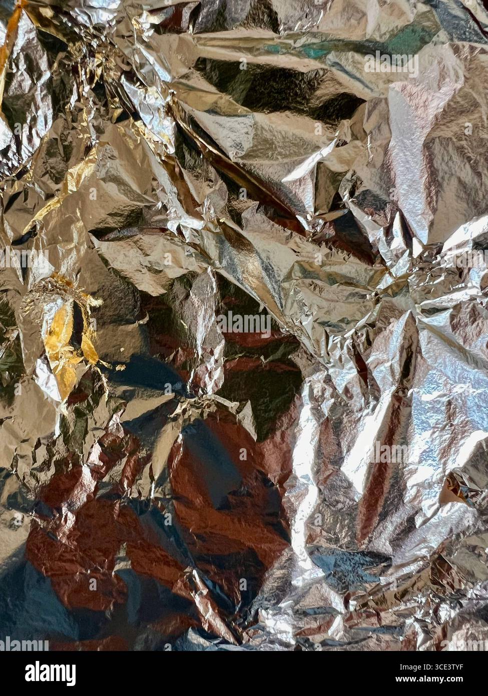 gold, gold crimped leaf, gold foil, gold background, metal - Smartphone Captured Stock Image