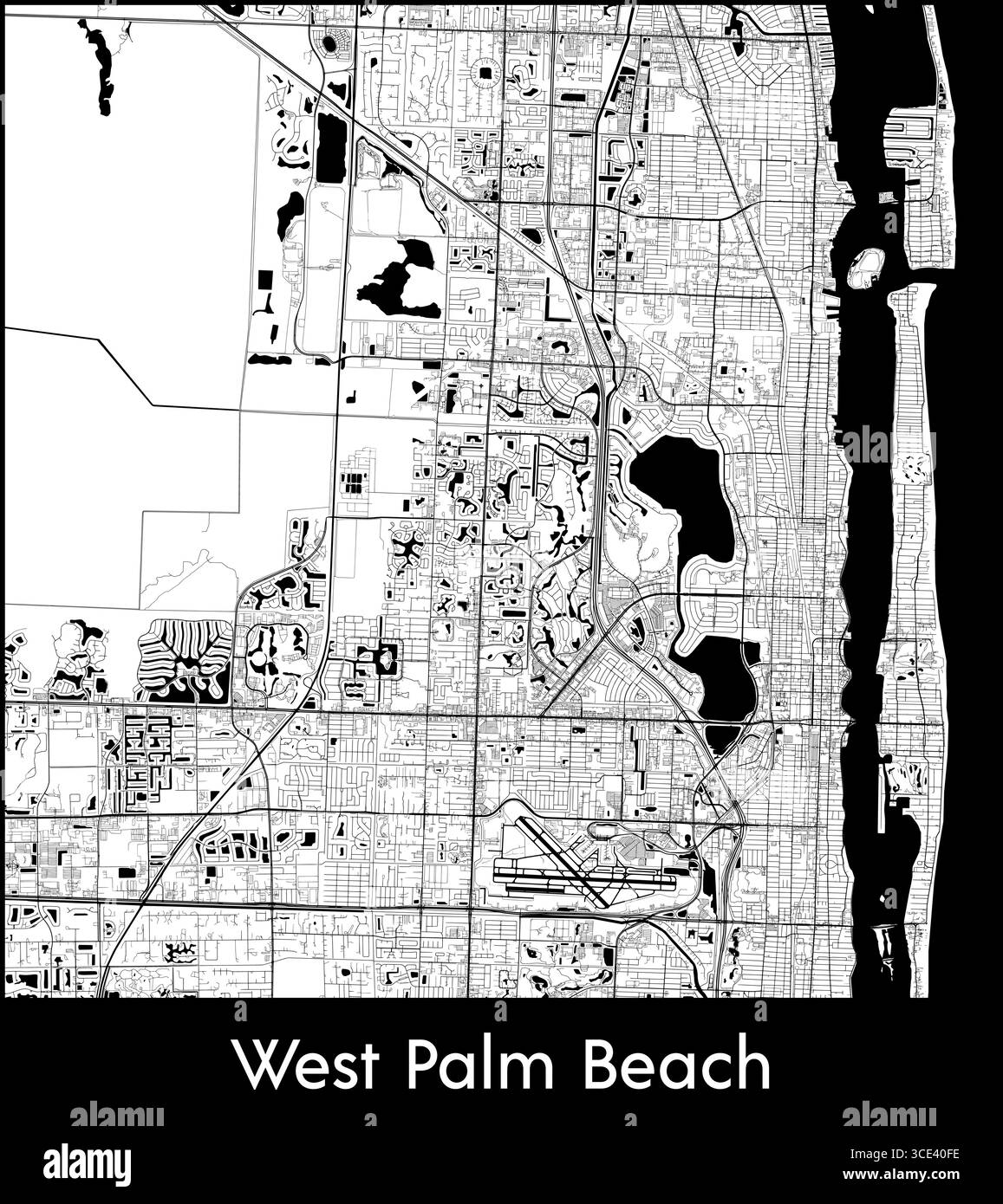 West Palm Beach city map, United States - Topographic vector map poster ...