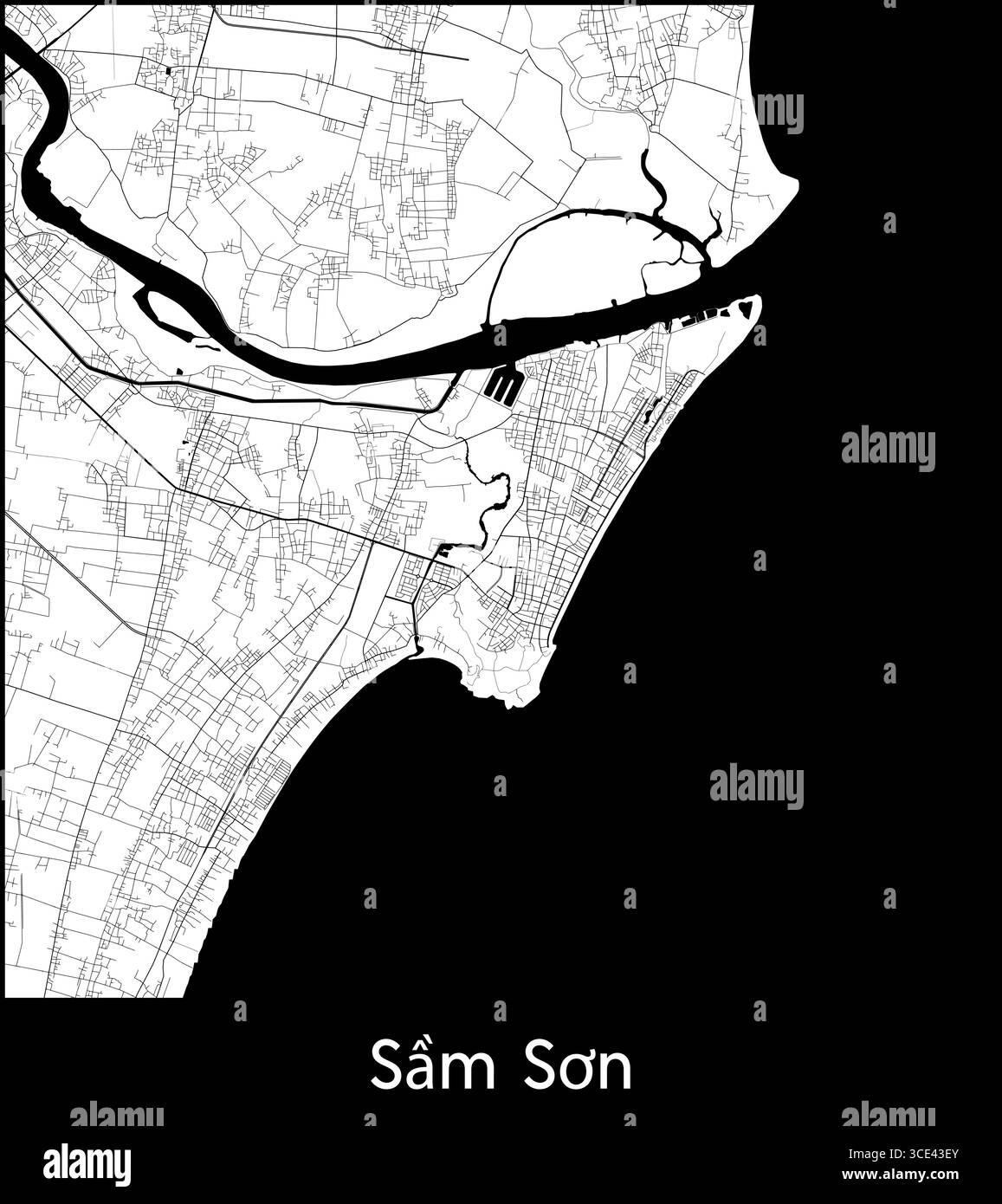 Sam Son city map, Vietnam - Topographic vector map poster Stock Vector ...