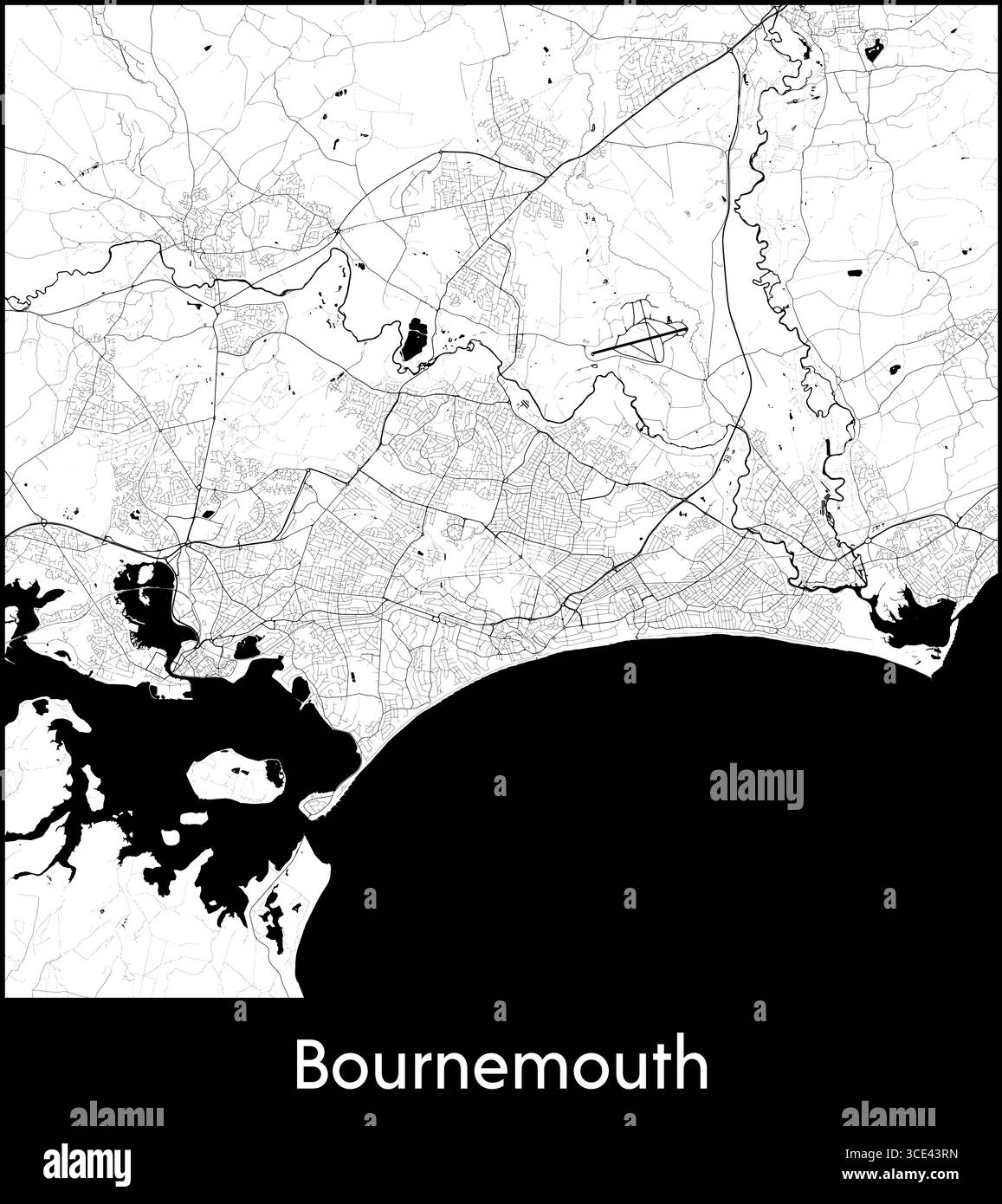 Bournemouth vector map Black and White Stock Photos & Images - Alamy