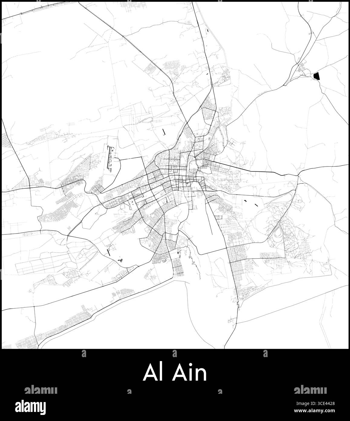 Al Ain city map, United Arab Emirates - Topographic vector map poster ...