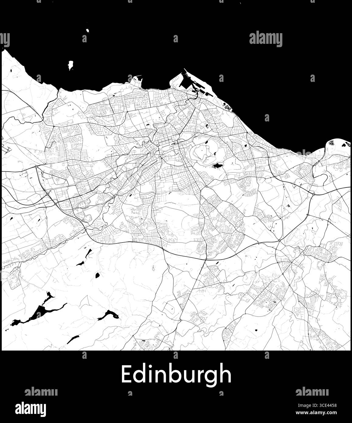 Edinburgh city map, United Kingdom - Topographic vector map poster ...