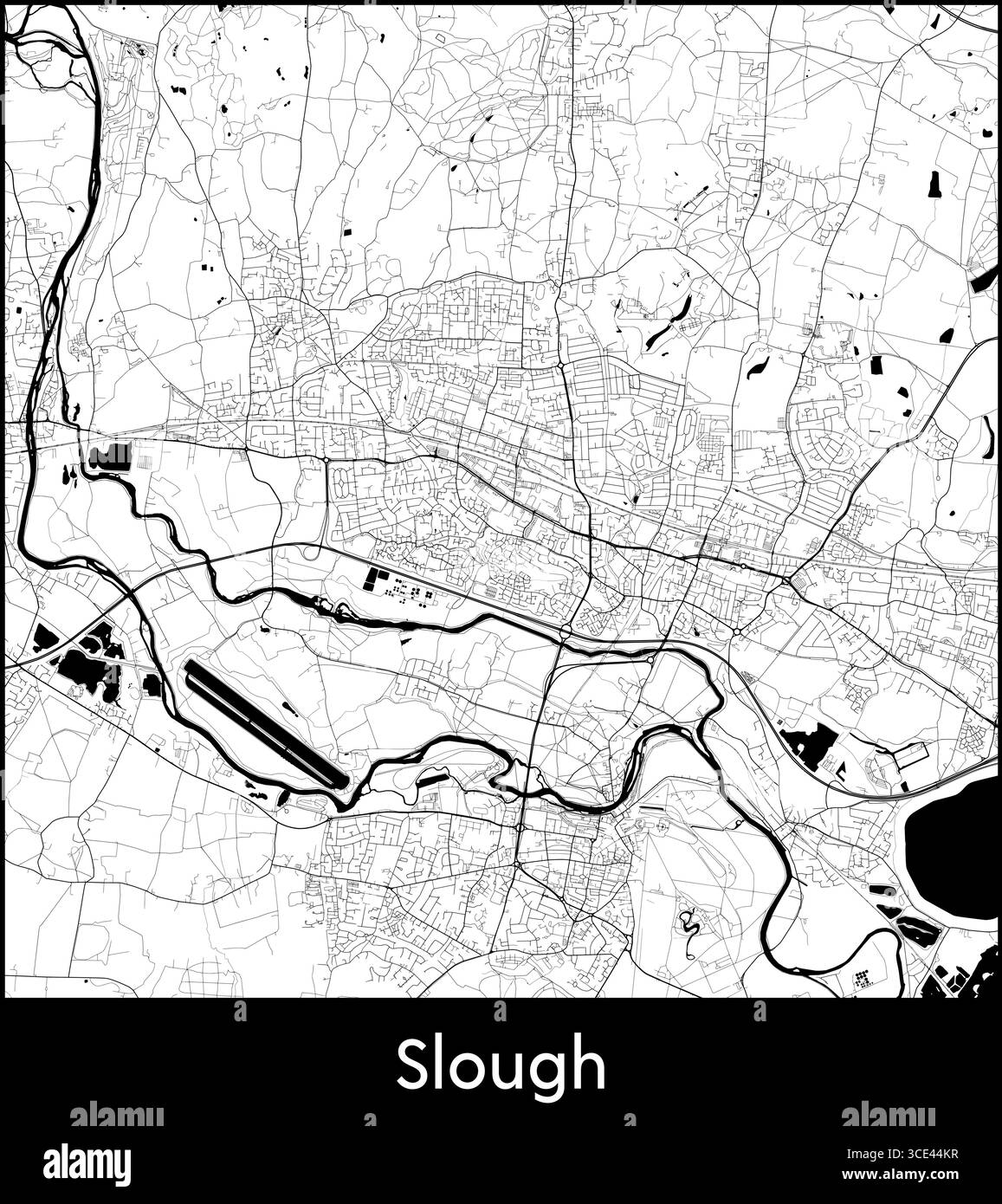 Slough city map, United Kingdom - Topographic vector map poster Stock ...