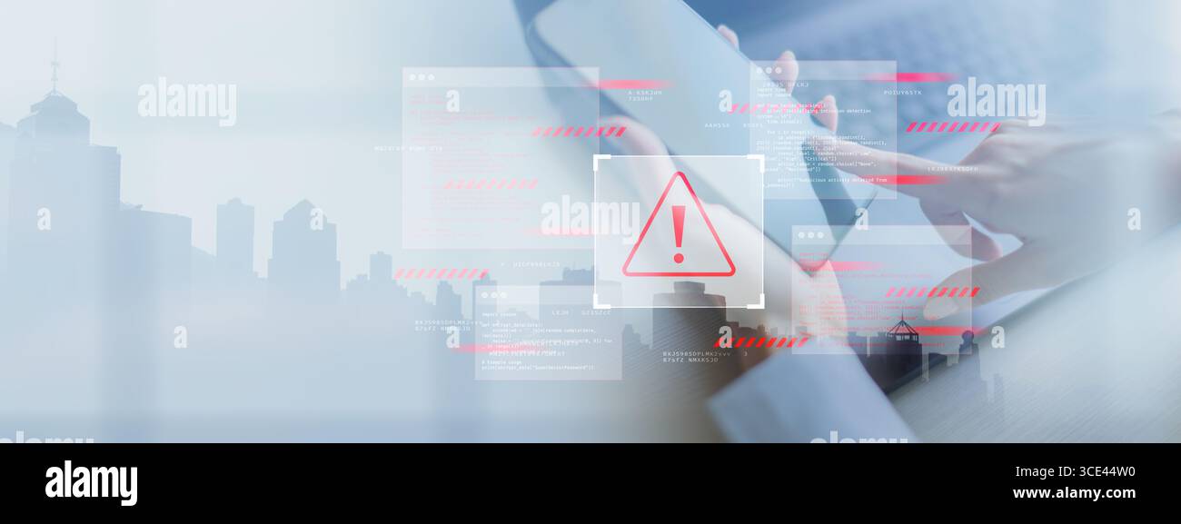 Cybersecurity Threat Alert with Digital Warning Interface Stock Photo ...