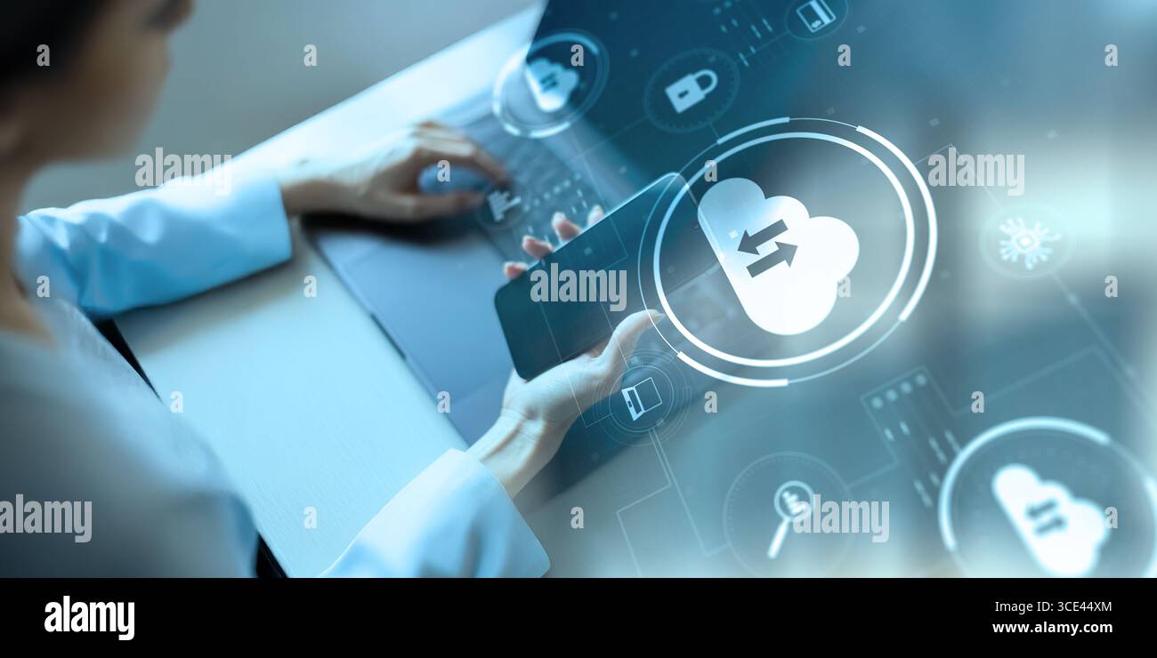 Cloud Computing and Secure Data Storage in Digital Environment. Stock Photo