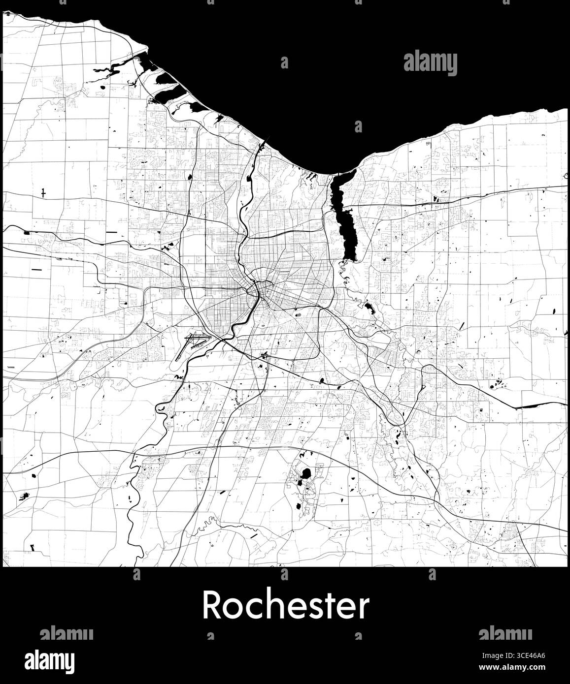 Rochester city map, United States - Topographic vector map poster Stock ...