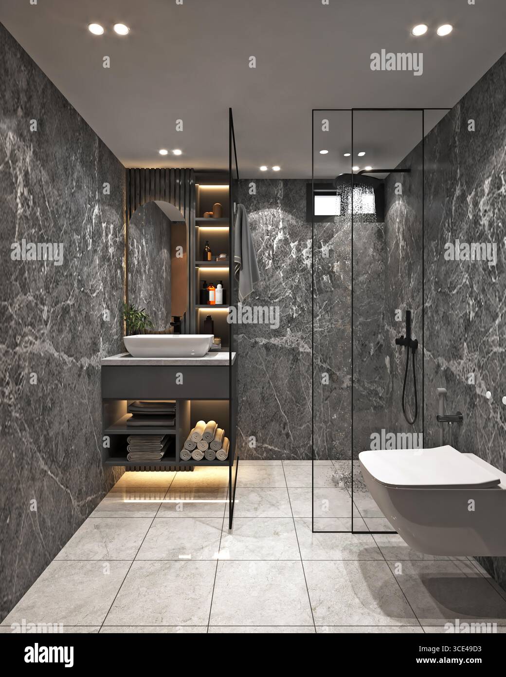 Modern Interior Bathroom design , water closet, basin, bathtube, pan ...