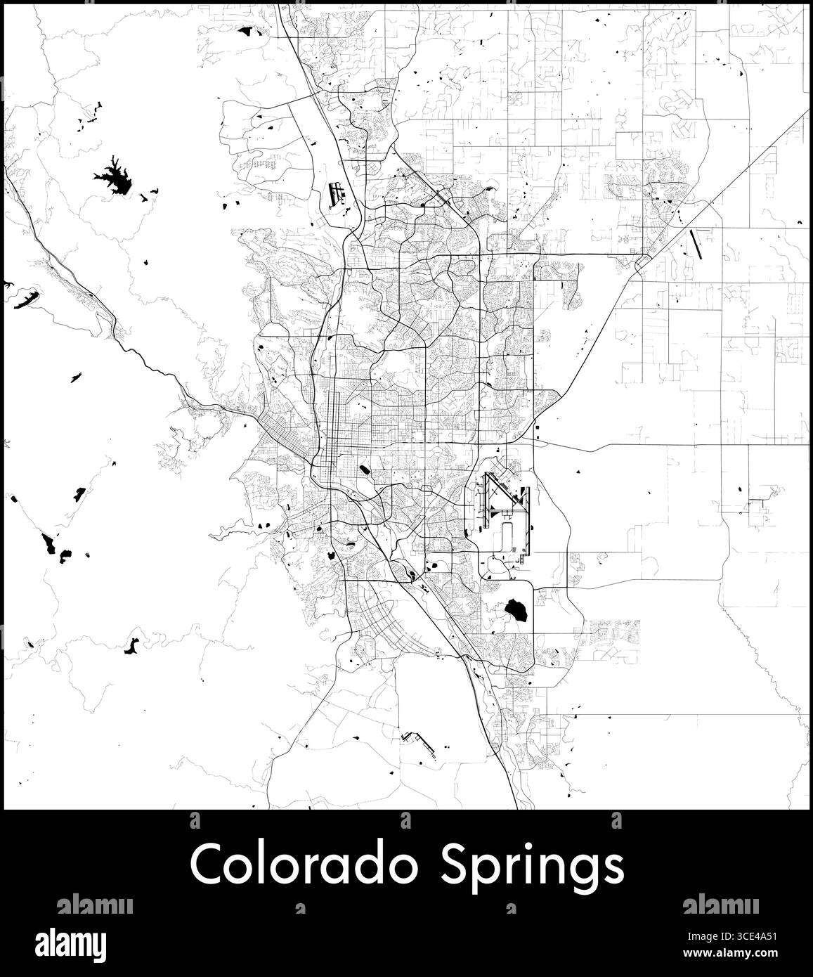 Colorado Springs city map, United States - Topographic vector map poster Stock Vector